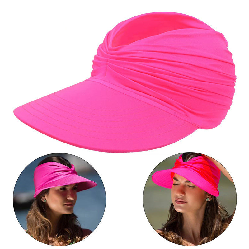 Wide Brim Sun Protection Hat; Visor Hat; Breathable Empty Top Sun Hat; Scallop Cap For Beach Outdoor; Women's Hat & Caps