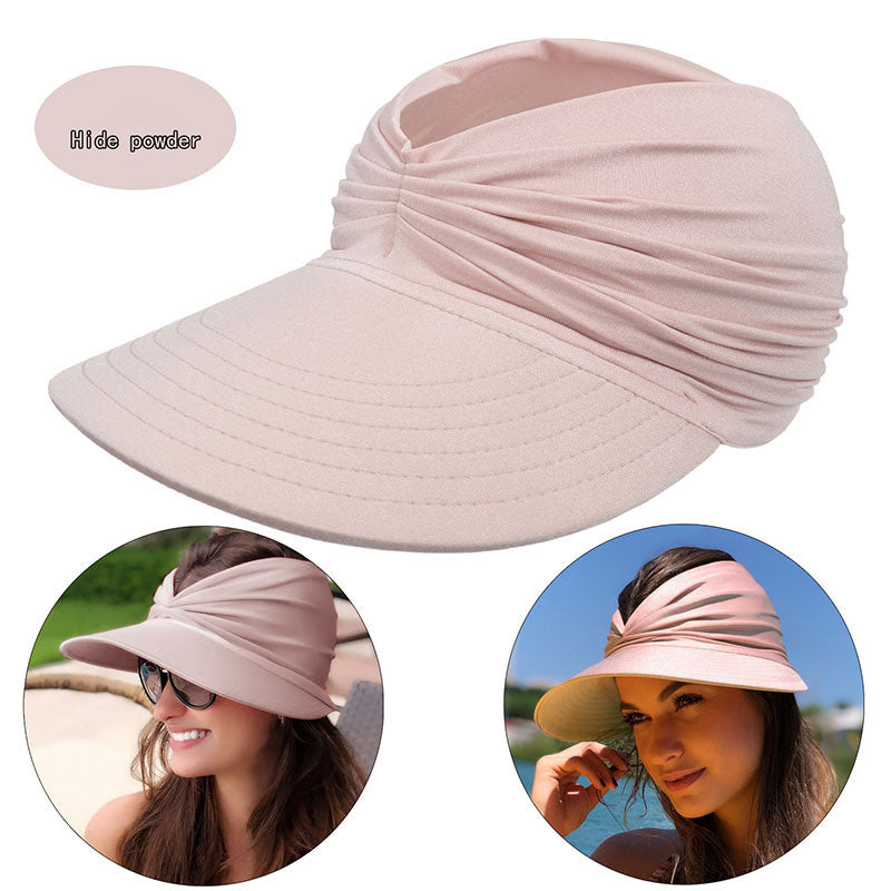 Wide Brim Sun Protection Hat; Visor Hat; Breathable Empty Top Sun Hat; Scallop Cap For Beach Outdoor; Women's Hat & Caps