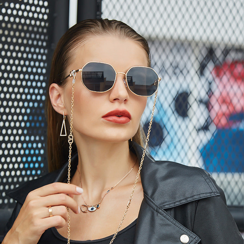 Women's chain sunglasses lanyard irregular sunglasses