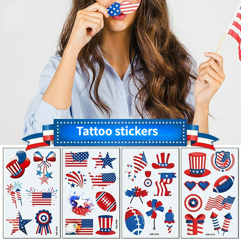 Waterproof American flag tattoo; suitable for parties etc. Independence Day tattoo; includes 10 tattoo stickers