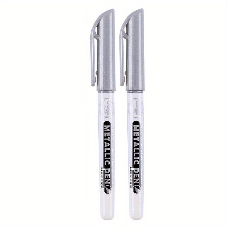 2pcs Metallic Pen; Golden Silver Resin Drawing Pen; Marker Pen For Acrylic Paint DIY Epoxy Resin Mold Highlight Permanent Marker Handmade Craft