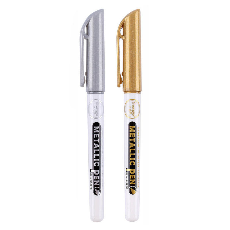 2pcs Metallic Pen; Golden Silver Resin Drawing Pen; Marker Pen For Acrylic Paint DIY Epoxy Resin Mold Highlight Permanent Marker Handmade Craft