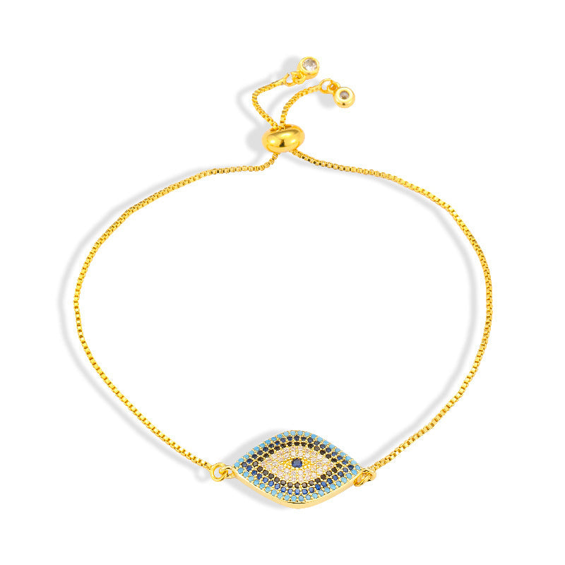 Evil Eye Bracelet for Women Dainty Cubic Zirconia Adjustable Silver/Gold