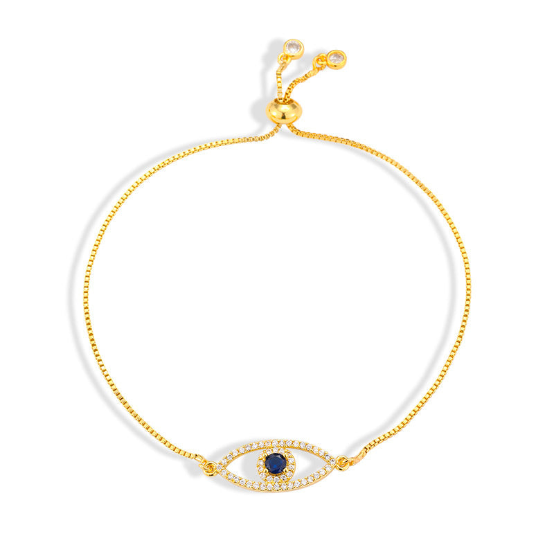 Evil Eye Bracelet for Women Dainty Cubic Zirconia Adjustable Silver/Gold