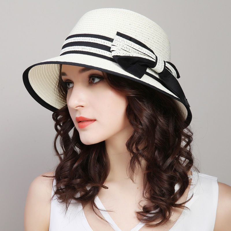 1pc Sun Hat; Beach Hat; Sun Protection; Foldable; Ribbon Hat; Women's Hat; Colors: Milky White/White/Beige/Pink/Brown