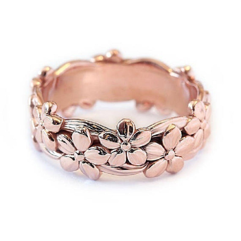 1pc Hot Selling New Plated Rose Gold Split Plum Ring Female Silver Plated Flower Ring Hand Ornaments For Men And Women
