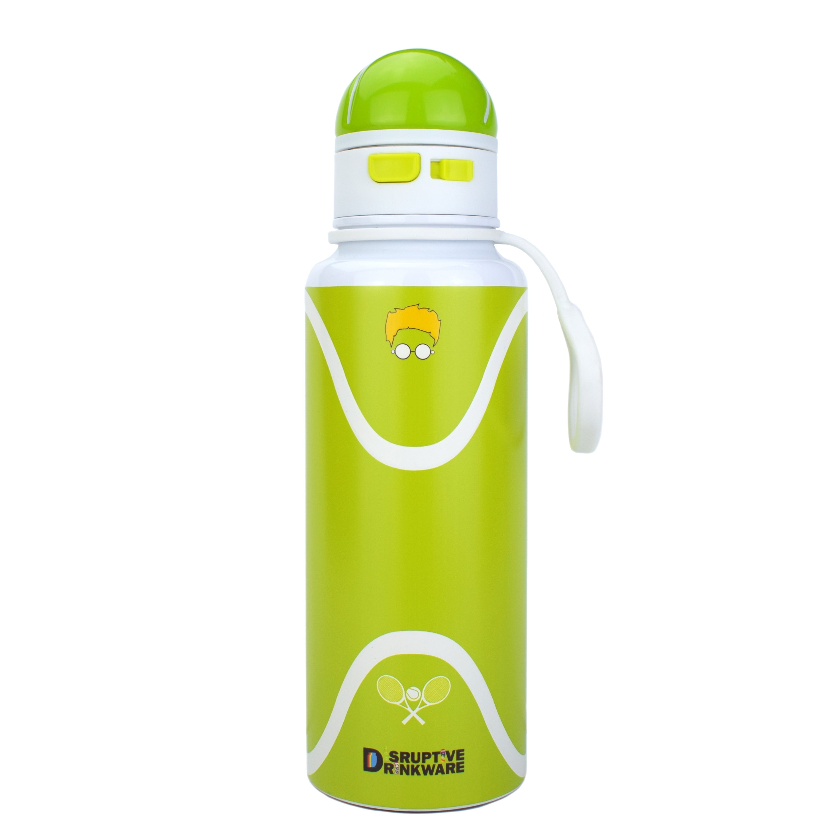 Tennis Pattern Straw Lid Water Bottle; Flip & Sip Double Stainless Steel Thermal Insulation; Sports Bottle; Outdoor Mug