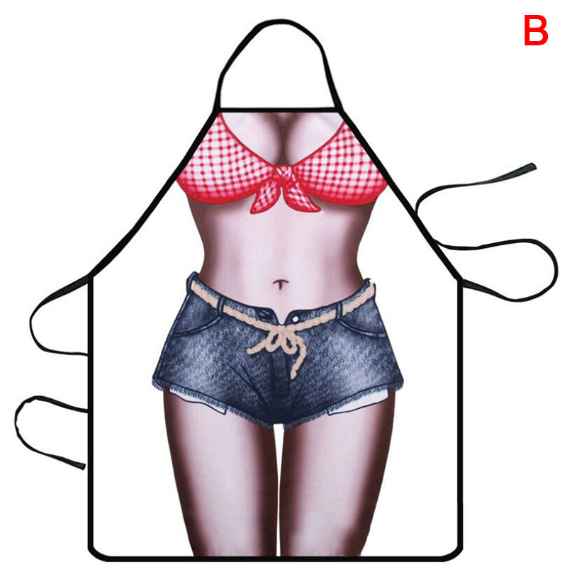 1pc Funny Muscle Man Kitchen Apron Sexy Women Cooking Pinafore Home Cleaning Tool