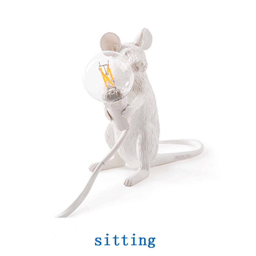 Creative Nordic Resin Mouse Table Lamp Desk LED Night Lights Small Mini Rat Desk Lamps