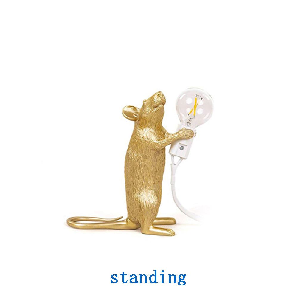 Creative Nordic Resin Mouse Table Lamp Desk LED Night Lights Small Mini Rat Desk Lamps