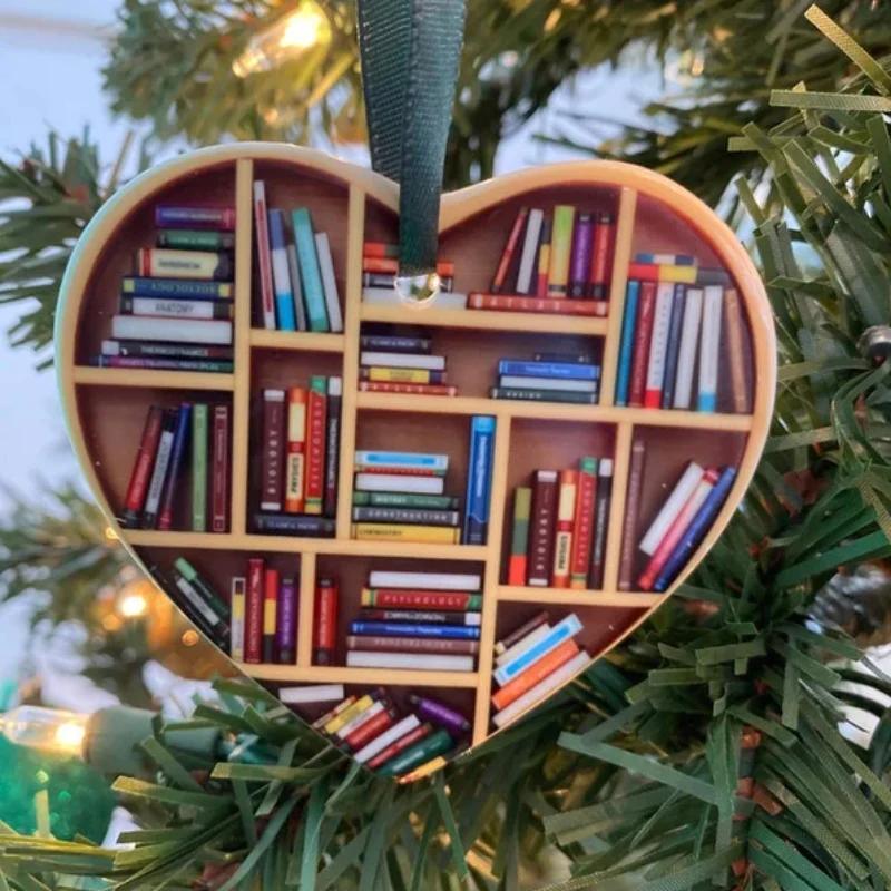 1pc; Bookshelf Heart Pendant; Lovers Heart Librarian Ornament; Mother's Day Gift; Mother's Day Decor; Mother's Day Supplies; Party Supplies; Party Decor