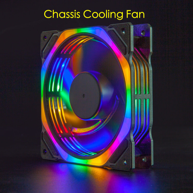 Computer Case Fan High-speed Chassic Fan Double-Sided Light-emitting Computer Mute Desktop Cooling Fan 16 Lights Fan 2000 Rpm; 3pin+4pin; T11