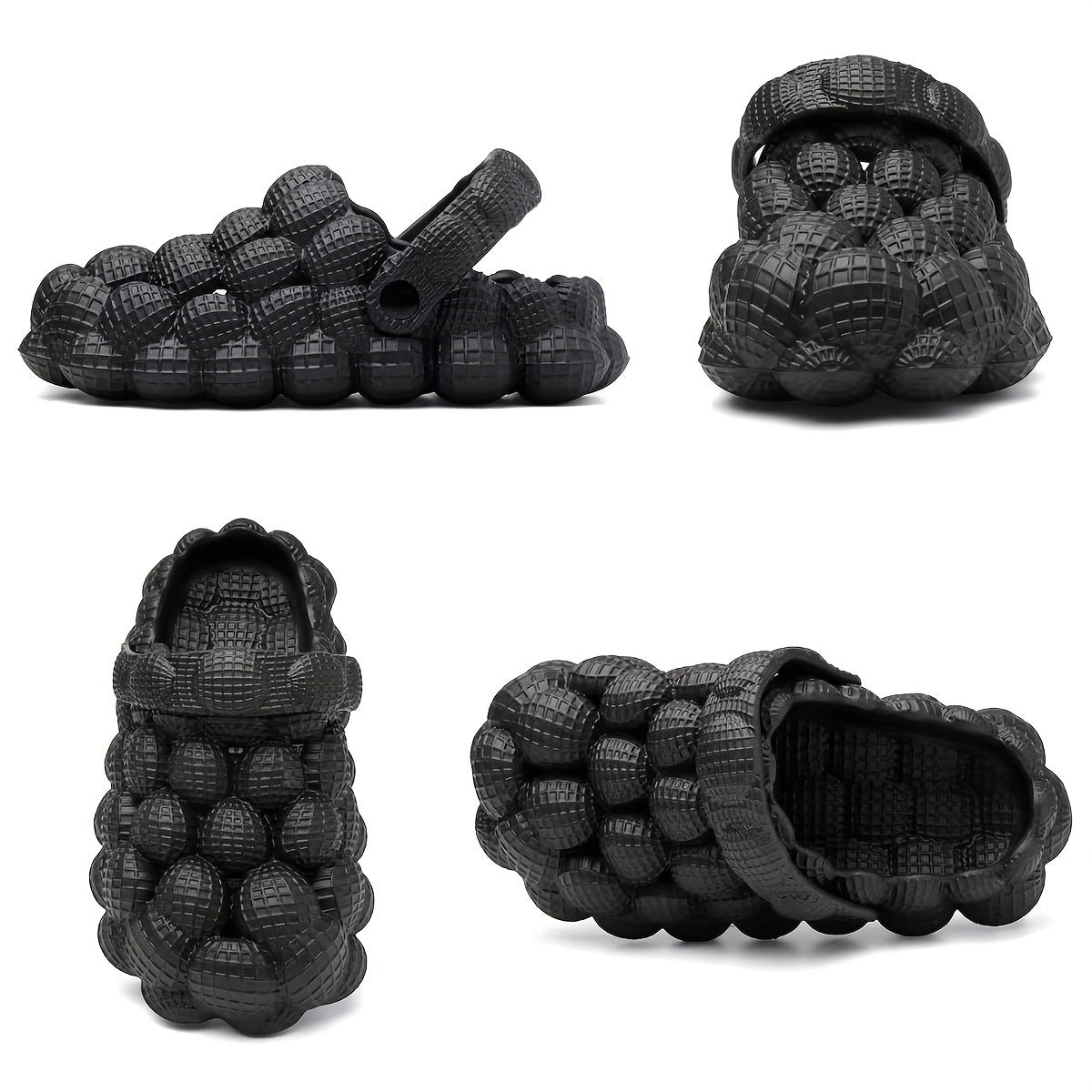 Women's Soft Sole Bubble Clogs; Lightweight Solid Color Closed Toe Adjustable Strap Sandals; Indoor & Outdoor Slippers