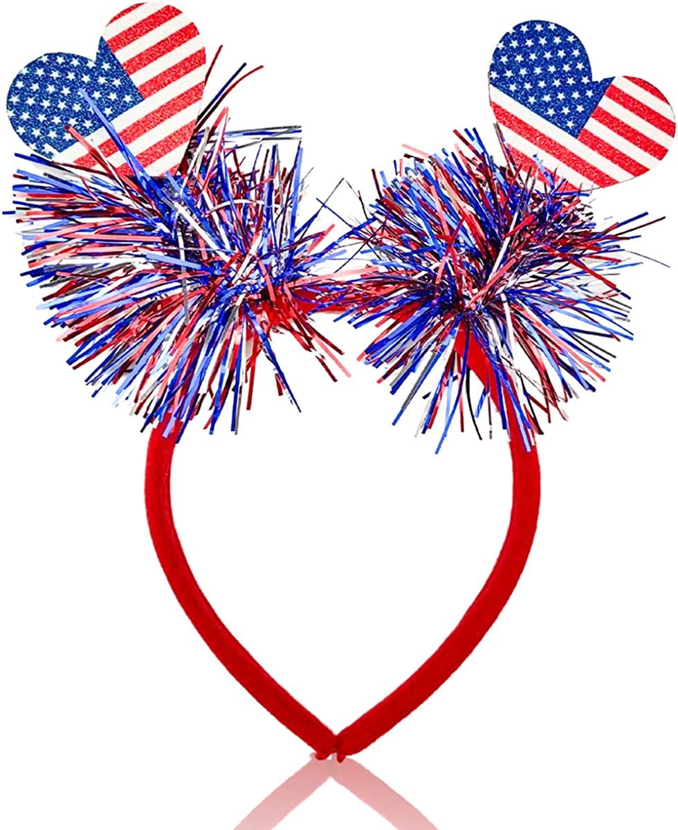 4th of July Headband Independence Day Head Boppers Patriotic Party Hair Supplies Hair Hoop Headwear; 2PCS