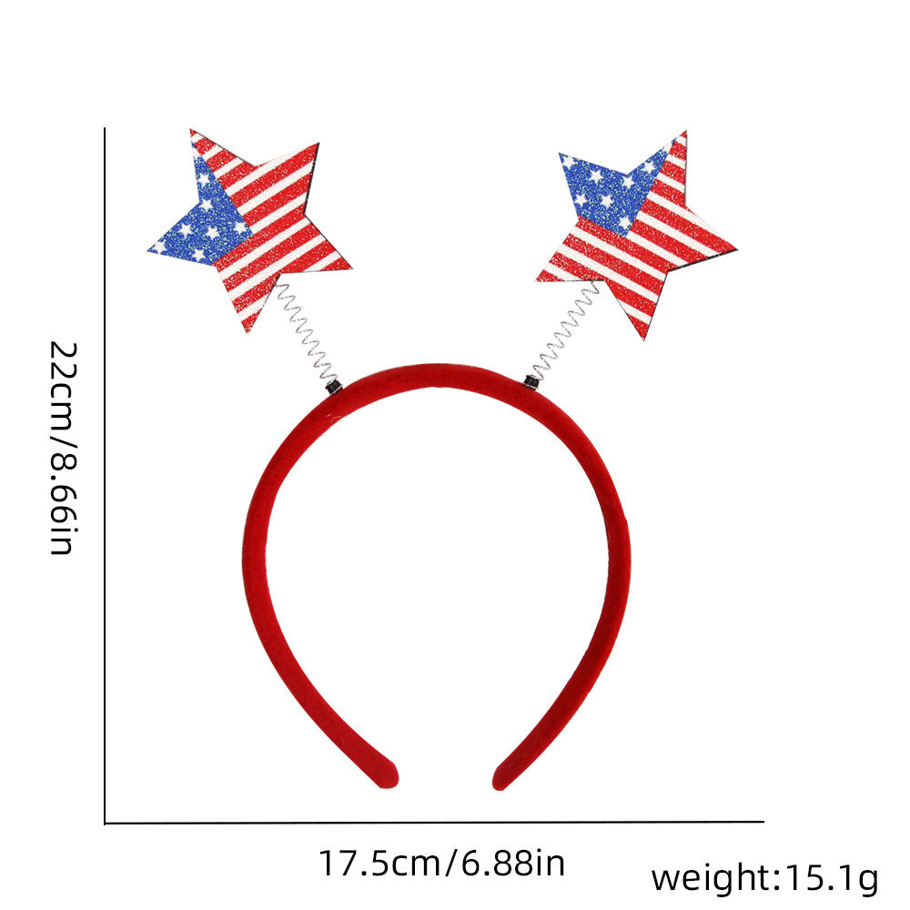 4th of July Headband Independence Day Head Boppers Patriotic Party Hair Supplies Hair Hoop Headwear; 2PCS