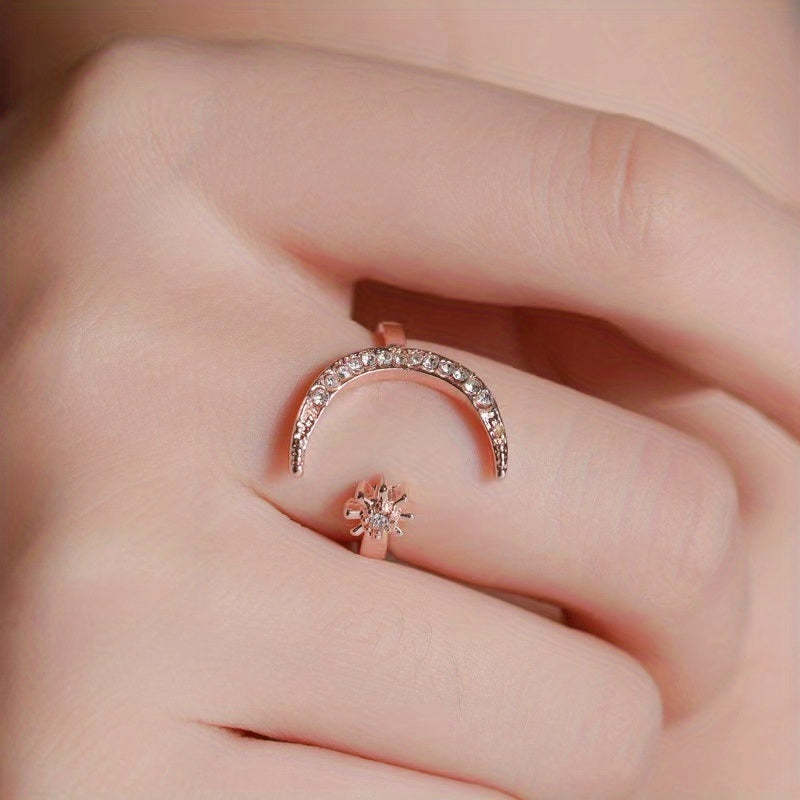 Star And Moon Minimalist Ring