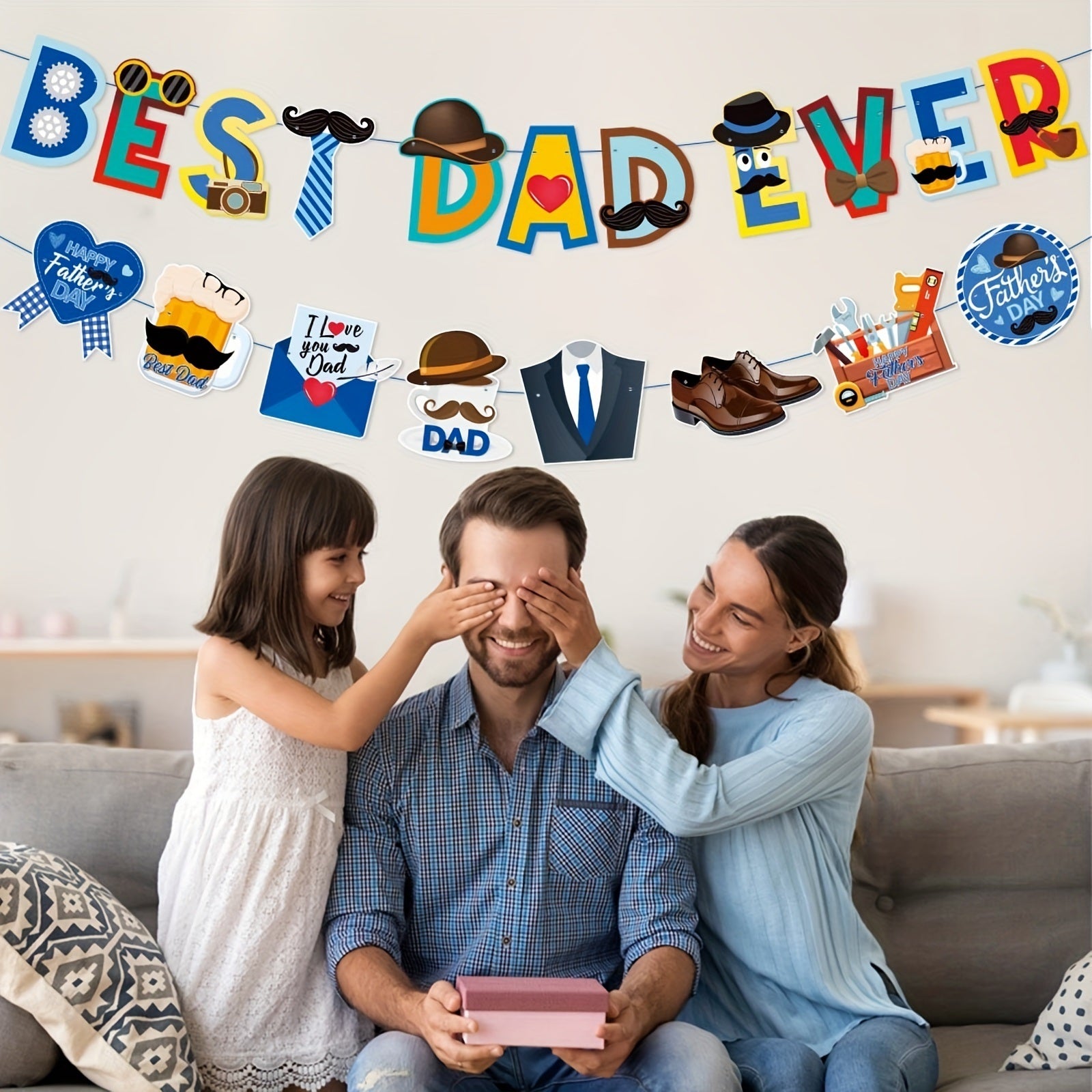 Set; Father's Day Party Flag Background Decoration Banner; Happy Fathers Day Party Decoration; Spiral Pendant; Party Bunner; Party Decor; Wedding Decor; Birthday Banner; Home Decor; Room Decor