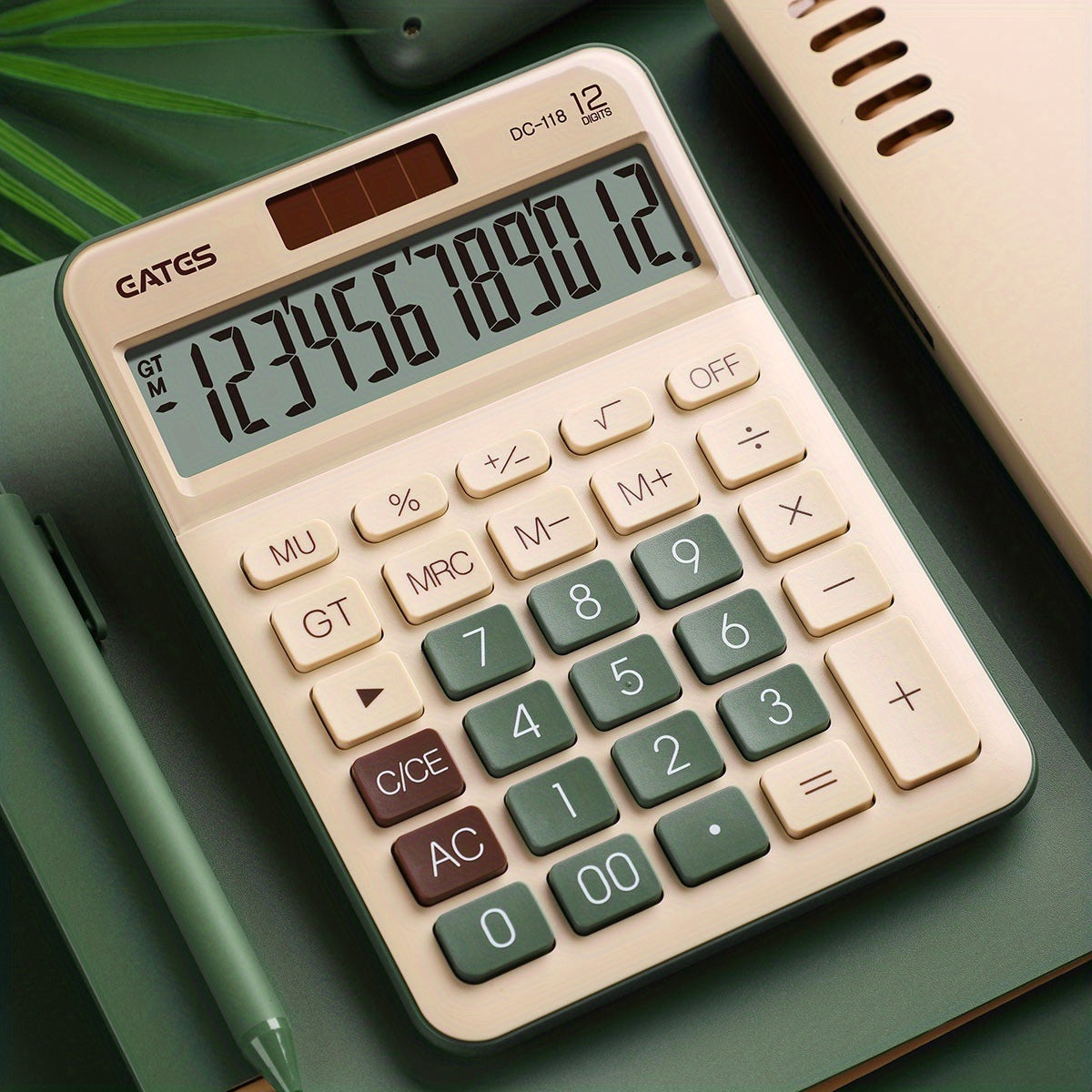 12-Digit Vintage Color Desk Calculator - Cute & Functional Financial Calculator for Home, Office & School!