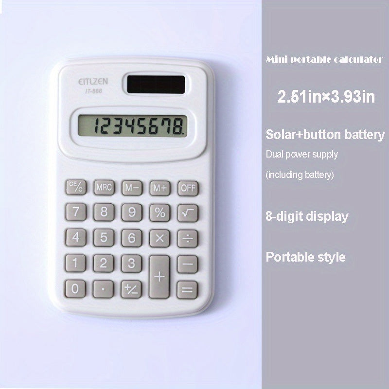 1pc,calculator Small Calculator Solar,mini Calculator Portable Calculator Cute Purple,8 Digits LCD,Multicolor,calculator Cute,calculator Kids,calculator Office,Calculator For Primary School