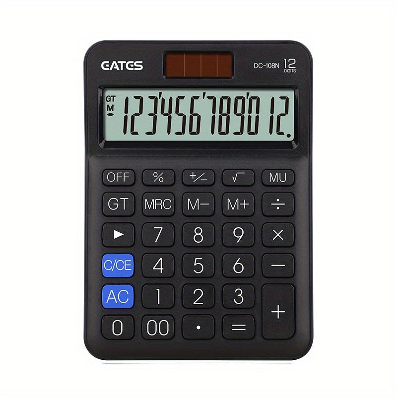 Cute Fructose Color Desk Calculator For Kids - 12 Digits Battery Dual Power Financial Calculator With Big Buttons & Large Display For Office, Home & School