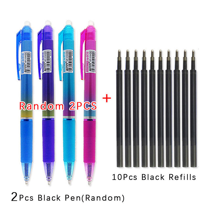 Large Capacity Ink,Erasable Pen 0.5mm Push Automatic Gel Pen Washable Handle Magic Erasable Refills Rods Longer Writing School