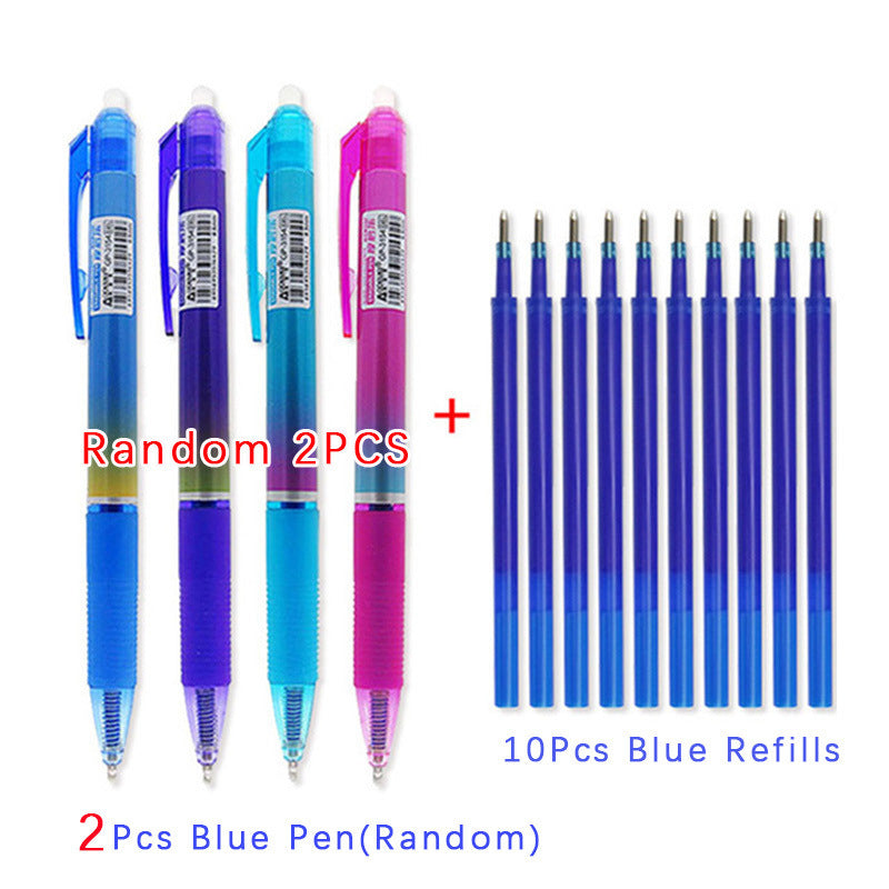 Large Capacity Ink,Erasable Pen 0.5mm Push Automatic Gel Pen Washable Handle Magic Erasable Refills Rods Longer Writing School