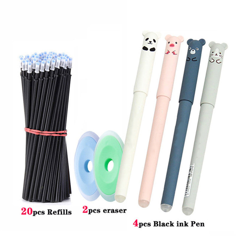 26 Pcs/set Animals Panda Erasable Gel Pen 0.5mm Erasable Pen Refills Rods Washable Handle School Office Supplies Stationery