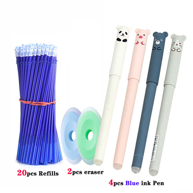 26 Pcs/set Animals Panda Erasable Gel Pen 0.5mm Erasable Pen Refills Rods Washable Handle School Office Supplies Stationery