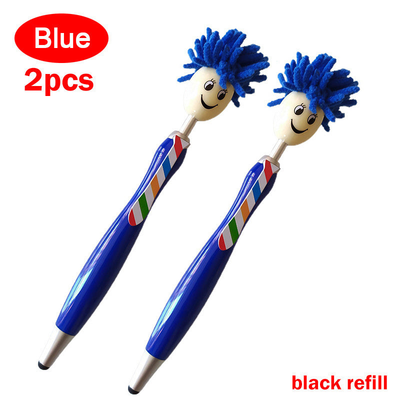 2PCS/5PCS Mop Pen Screen Cleaning Pen With Motivational Quotes 3 In 1 Stylus Dusting Pen For Kids And Unisex Ink Rollerball Pen School Office Motivational Stylus,Line Point 0.1cm/0.03in, Black Refill