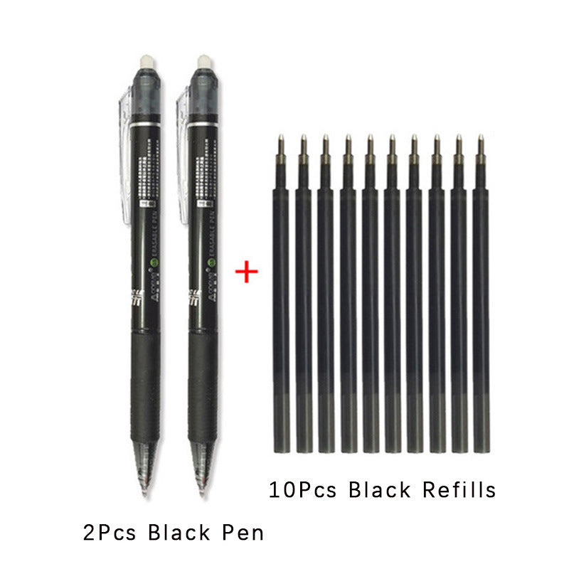 Large Capacity Ink,Erasable Pen 0.5mm Push Automatic Gel Pen Washable Handle Magic Erasable Refills Rods Longer Writing School