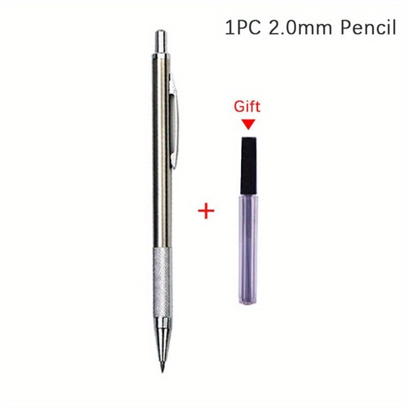 0.3/0.5/0.7/0.9/1.3/2.0mm Mechanical Pencil Set Full Metal Art Drawing Painting Automatic Pencil With Leads,Office School Supply