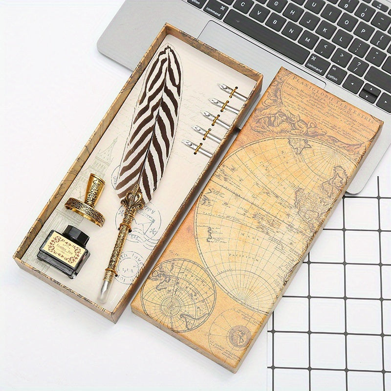 Mother's Day Gift Feather Pen Gift Box Set Dipped In Water Sign Pen European Style Retro Creative Exquisite Gift Box Best Gift For Mom Birthday Gift