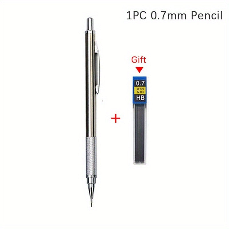 0.3/0.5/0.7/0.9/1.3/2.0mm Mechanical Pencil Set Full Metal Art Drawing Painting Automatic Pencil With Leads,Office School Supply