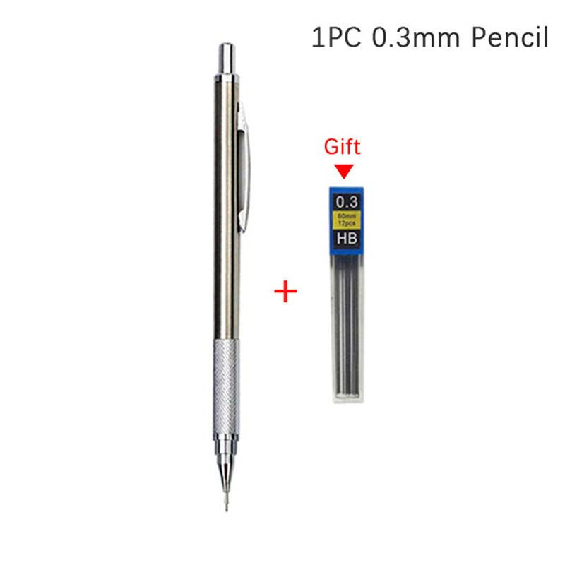 0.3/0.5/0.7/0.9/1.3/2.0mm Mechanical Pencil Set Full Metal Art Drawing Painting Automatic Pencil With Leads,Office School Supply