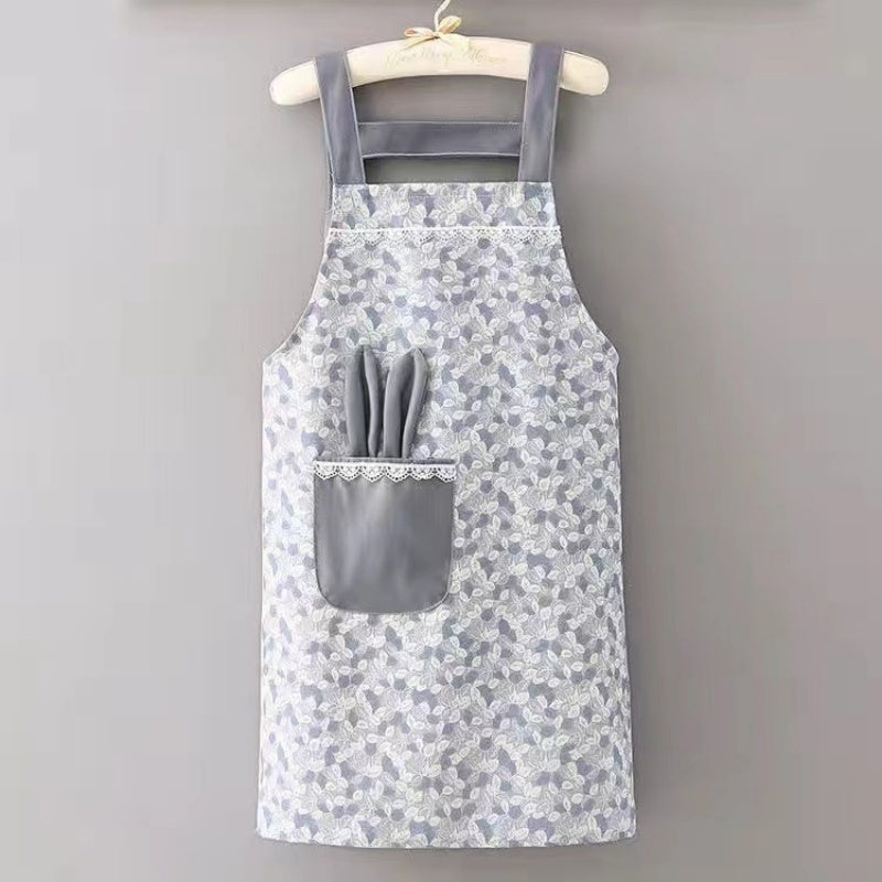 1pc Polyester Cotton Apron, Cute Rabbit Ears Apron, Adjustable Strap And Large Pockets Apron, Kitchen Cooking Baking Bib Apron, Chef Apron