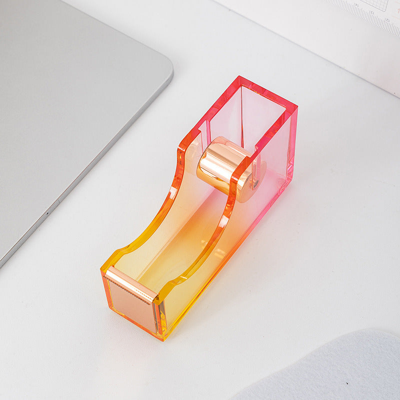 Heavy-Duty Acrylic Pink Tape Dispenser - Non-Skid Desk Tape Holder For Gift Wrapping & Office Supplies