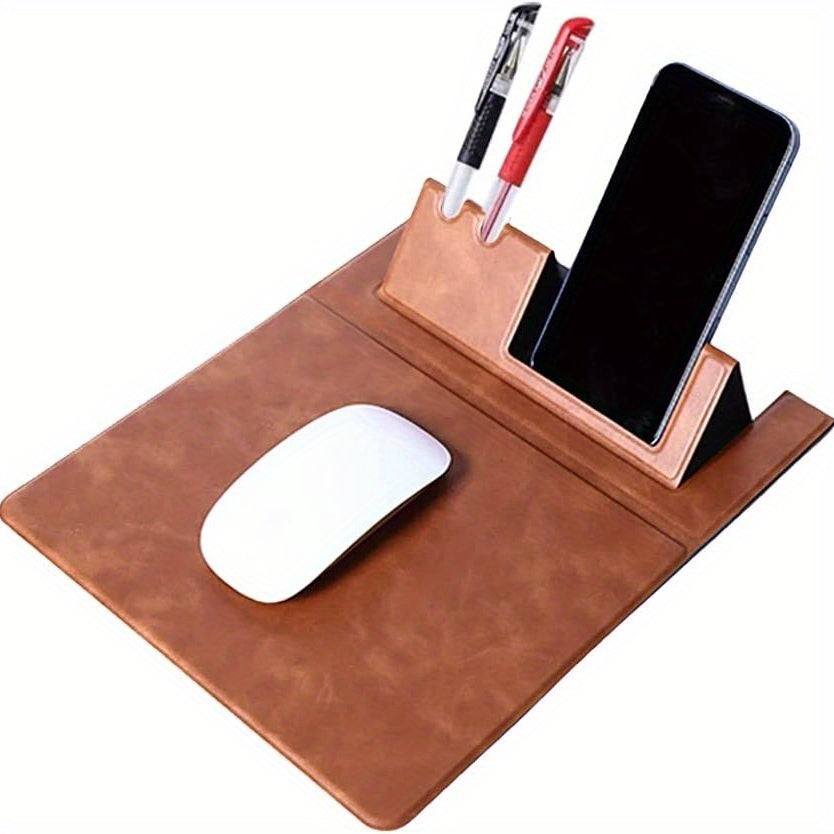 3-in-1 Multi-Functional Mouse Pad With Phone Holder, Ultra Smooth PU Leather Mouse Pad With Non-Slip Base