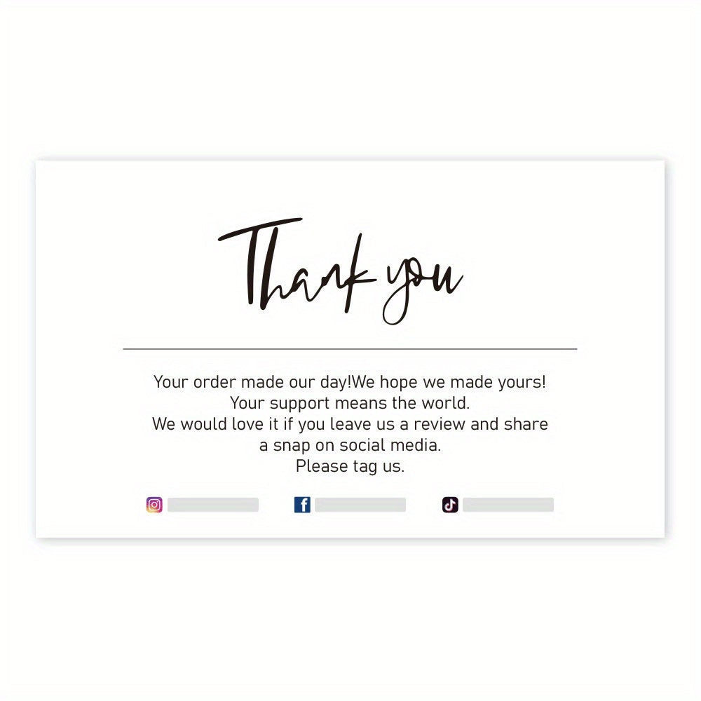 30-Pack Thank You Cards With Social Media Accounts Blank, 3.5''x 2.1'' Greeting Blank Cards, Thank You For Supporting My Small Business Cards