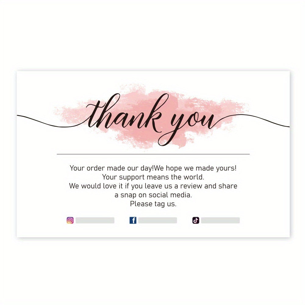 30-Pack Thank You Cards With Social Media Accounts Blank, 3.5''x 2.1'' Greeting Blank Cards, Thank You For Supporting My Small Business Cards