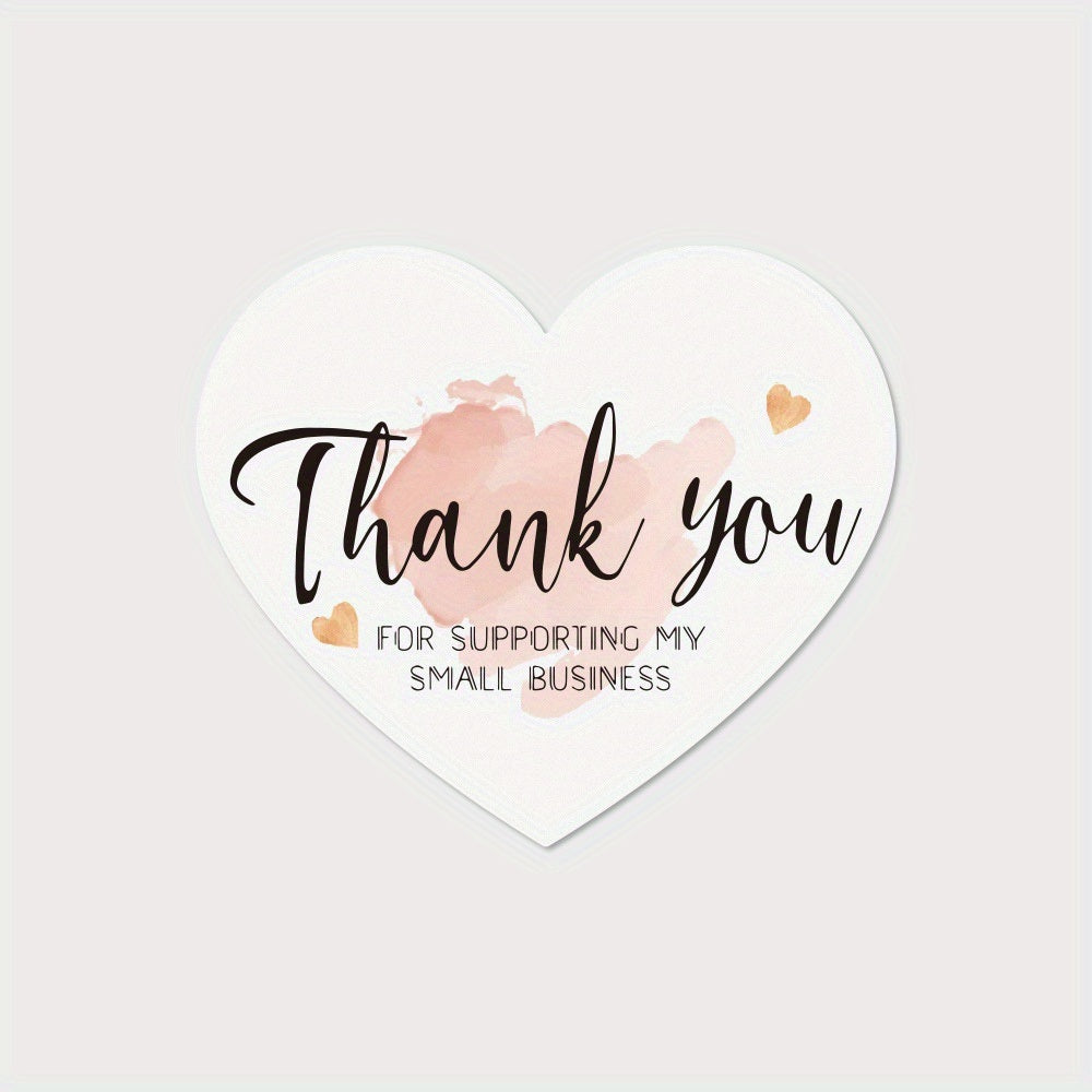 30-Pack Heart-Shape Thank You Cards, 2.8''x 2.4'' Greeting Blank Cards, Thank You For Supporting My Small Business Cards