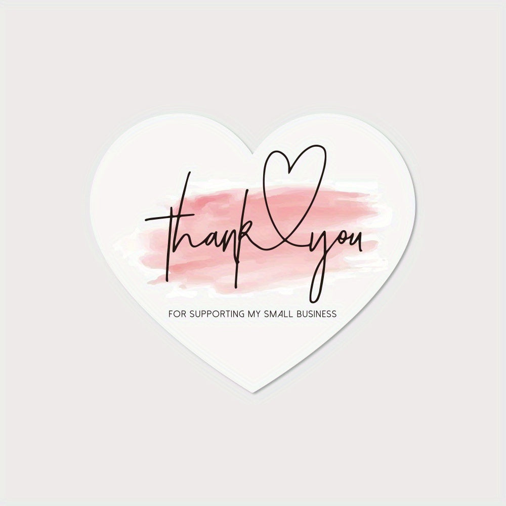 30-Pack Heart-Shape Thank You Cards, 2.8''x 2.4'' Greeting Blank Cards, Thank You For Supporting My Small Business Cards