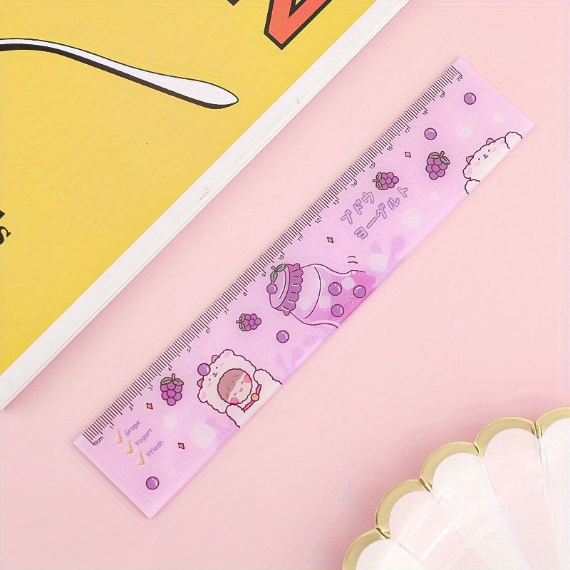 Cartoon Acrylic Ruler Student Office Drawing Measuring Ruler Color Cute 7.87inch Ruler Daily Office Supplies