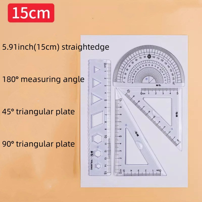 Simple And Multifunctional Drawing Learning Rulers Set Of 4pcs