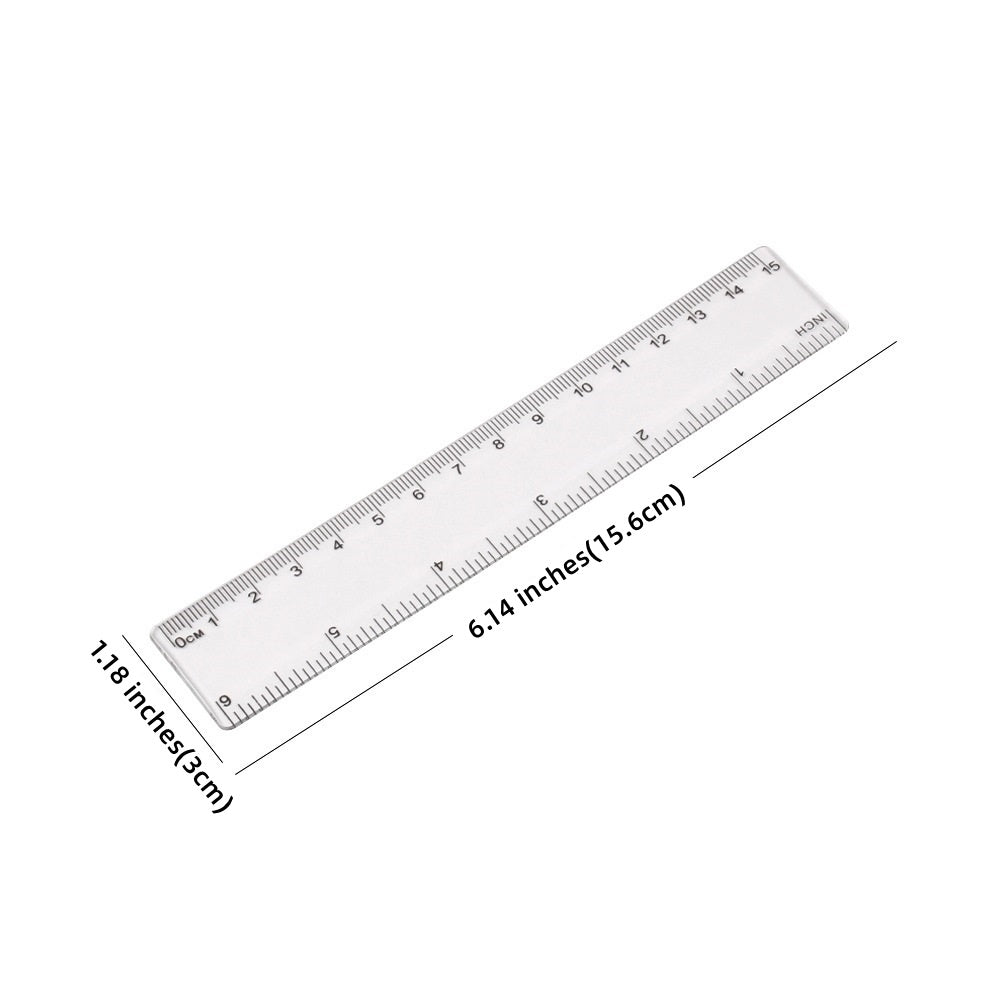 1pc Simple Transparent Ruler Size 6.14*1.18in