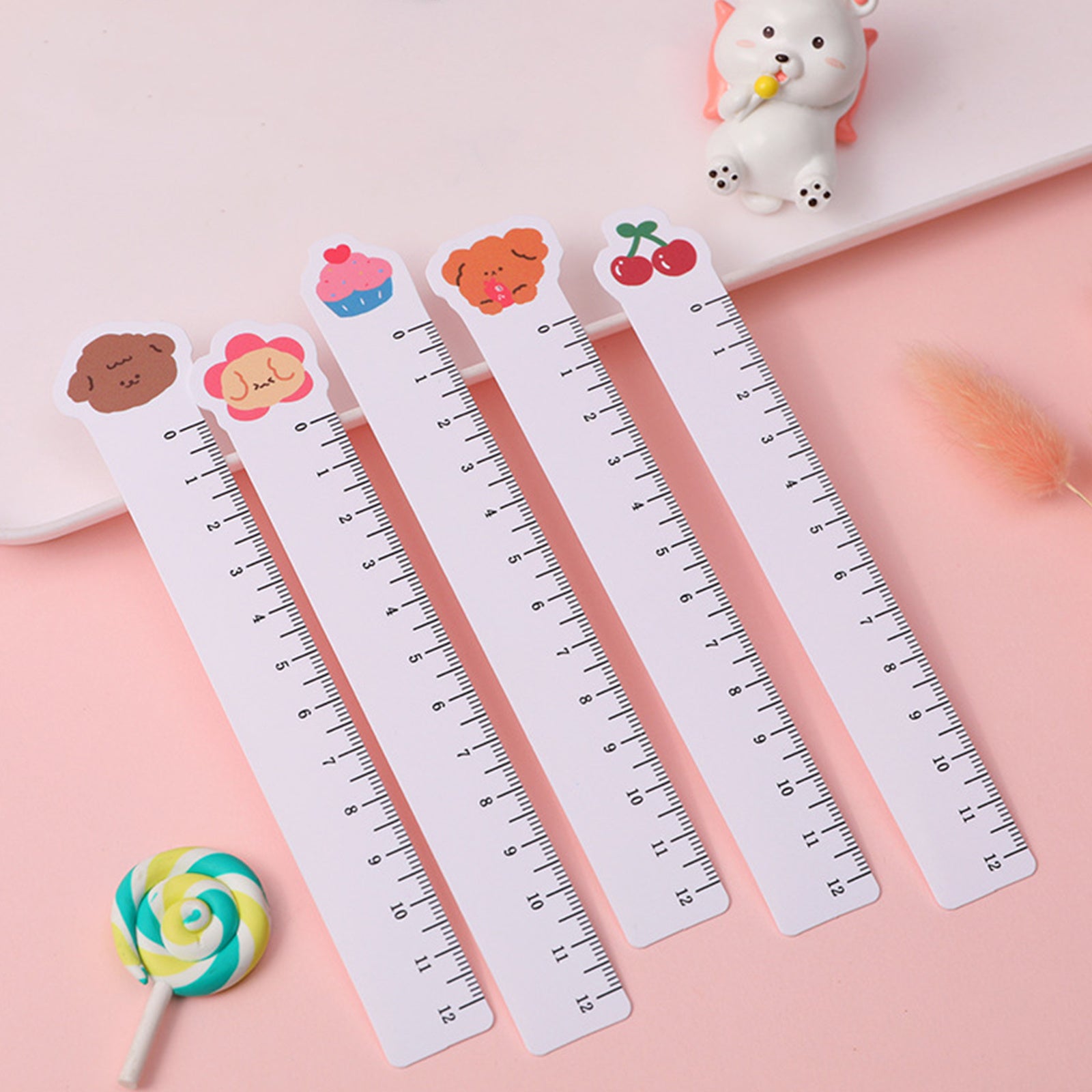 5pcs Cute Animal Ultra-thin Soft Ruler Combination 1.1-6 Inches PP Material