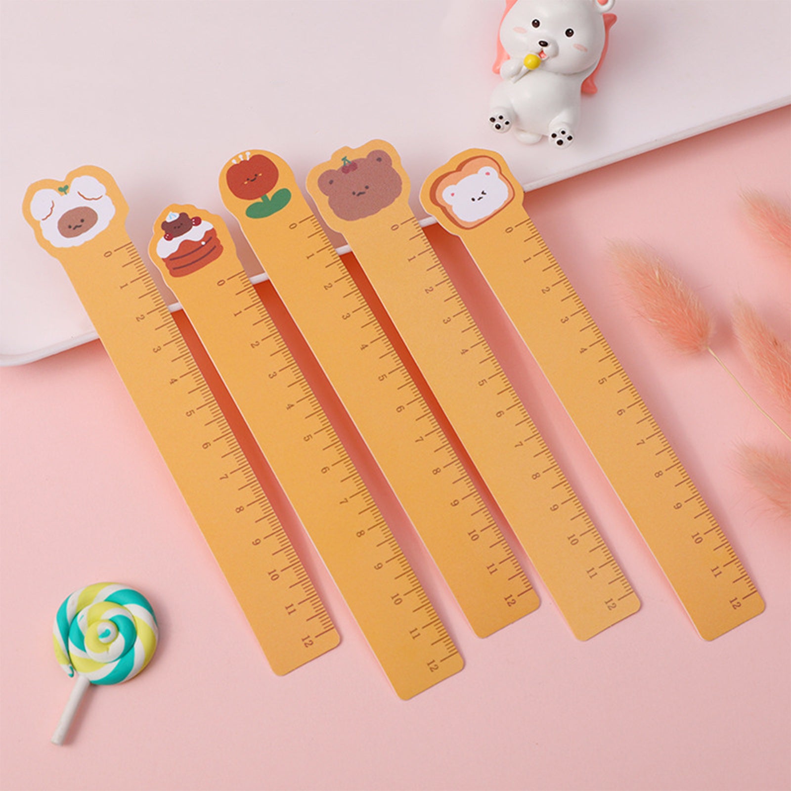 5pcs Cute Animal Ultra-thin Soft Ruler Combination 1.1-6 Inches PP Material