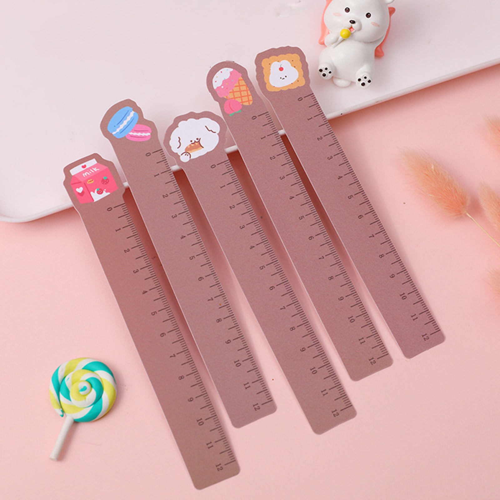 5pcs Cute Animal Ultra-thin Soft Ruler Combination 1.1-6 Inches PP Material