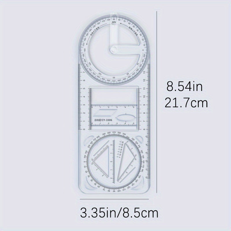 Multifunctional Ruler Function Geometric Graphic Ruler Rotatable Student Universal Ruler Drawing Tool Hand Copy Paper Template Drawing Ruler Triangle Ruler