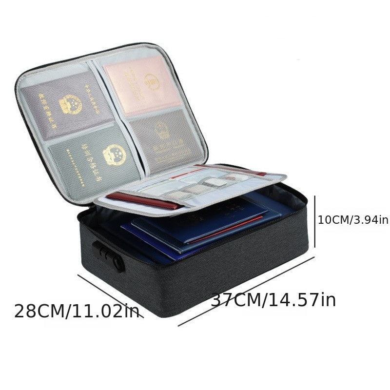 1pc Multi-function Document Holder, Household Waterproof And Fireproof Passport Document Card Holder, Multi-layer Document Storage Box