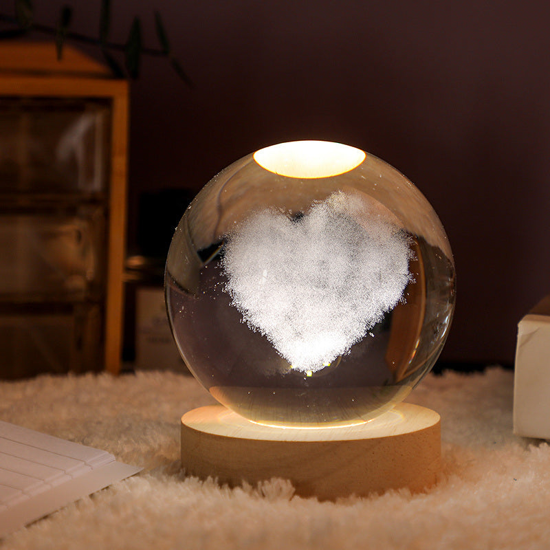 1pc Creative Crystal Ball Decoration, Desktop Night Light, Bedroom Night Light Valentine's Day Gifts Birthday Gifts